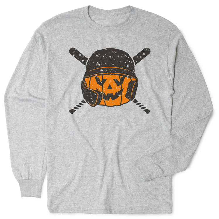 Baseball Tshirt Long Sleeve - Helmet Pumpkin