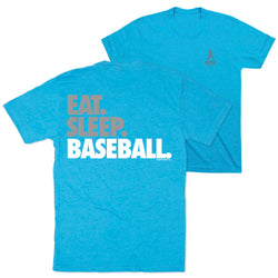 Baseball Short Sleeve T-Shirt - Eat. Sleep. Baseball Bold Text (Back Design) [Youth Medium/Turquoise] - SS