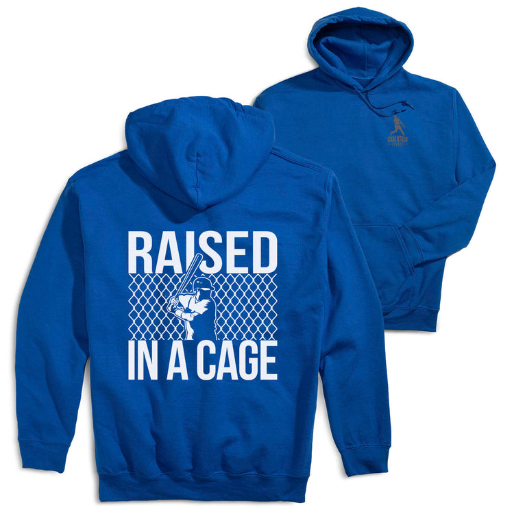 Baseball Hooded Sweatshirt - Raised In a Cage (Back Design) [Adult Medium/Royal] - SS