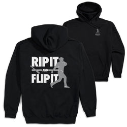Baseball Hooded Sweatshirt - Rip It Flip It (Back Design) [Adult Small/Black] - SS