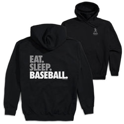 Baseball Hooded Sweatshirt - Eat. Sleep. Baseball Bold Text (Back Design) [Adult Small/Black] - SS