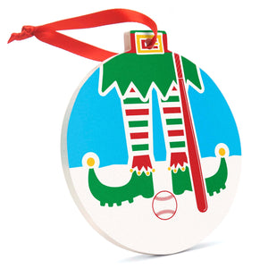Baseball Round Ceramic Ornament - Elf Graphic