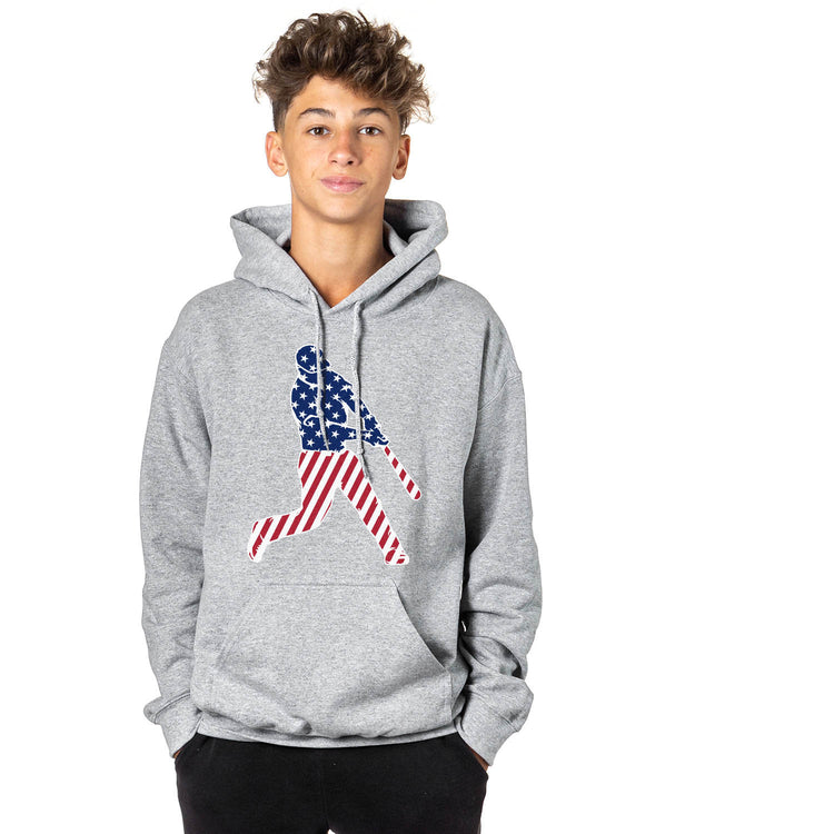 Baseball Hooded Sweatshirt - Baseball Stars and Stripes Player