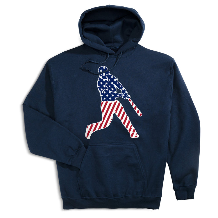 Baseball Hooded Sweatshirt - Baseball Stars and Stripes Player [Navy/Adult X-Large] - SS