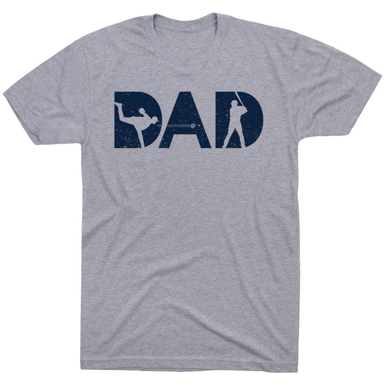 Baseball T-Shirt Short Sleeve - Baseball Dad Silhouette [Gray/Adult Large] - SS