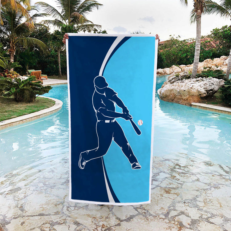 Baseball Premium Beach Towel - Batter Up Carolina Blue