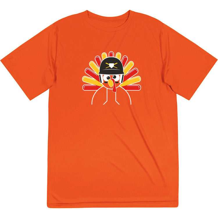 CTS Baseball/Softball Short Sleeve Performance Tee - Goofy Turkey Player [Adult XX-Large/Orange] - SS