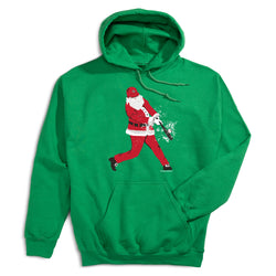 Baseball Hooded Sweatshirt - Home Run Santa [Green/Adult Small] - SS