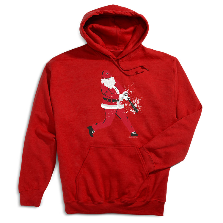 Baseball Hooded Sweatshirt - Home Run Santa [Red/Adult Small] - SS