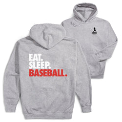 Baseball Hooded Sweatshirt - Eat. Sleep. Baseball.(Back Design) [Youth Medium/Gray] - SS