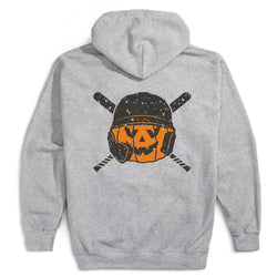 Baseball/Softball Hooded Sweatshirt - Helmet Pumpkin (Back Design)