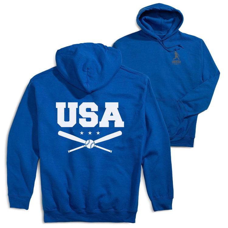 Baseball Hooded Sweatshirt - USA(Back Design) [Youth Large/Royal] - SS