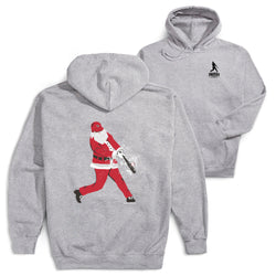 Baseball Hooded Sweatshirt - Home Run Santa(Back Design) [Youth Large/Gray] - SS