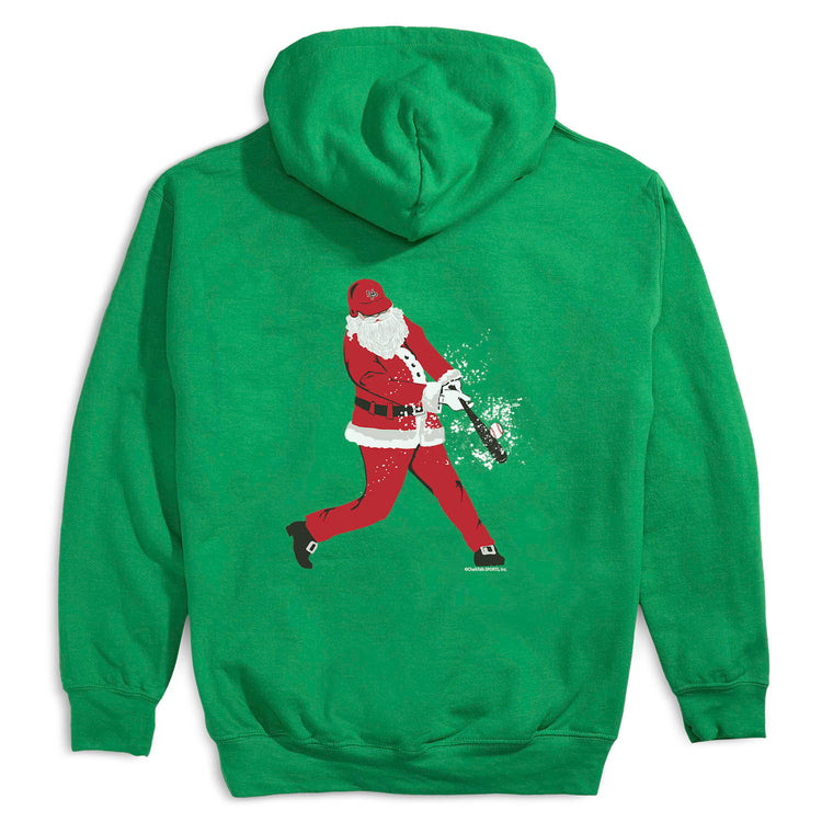 Baseball Hooded Sweatshirt - Home Run Santa (Back Design)