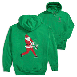 Baseball Hooded Sweatshirt - Home Run Santa(Back Design) [Youth Large/Green] - SS