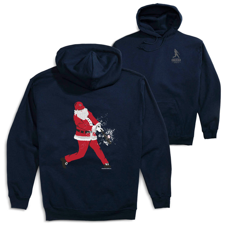 Baseball Hooded Sweatshirt - Home Run Santa(Back Design) [Adult Large/Navy] - SS
