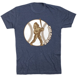 Baseball T-Shirt Short Sleeve - Baseball Bigfoot [Adult Large/Navy] - SS