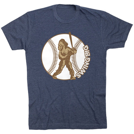 Baseball T-Shirt Short Sleeve - Baseball Bigfoot [Adult Large/Navy] - SS
