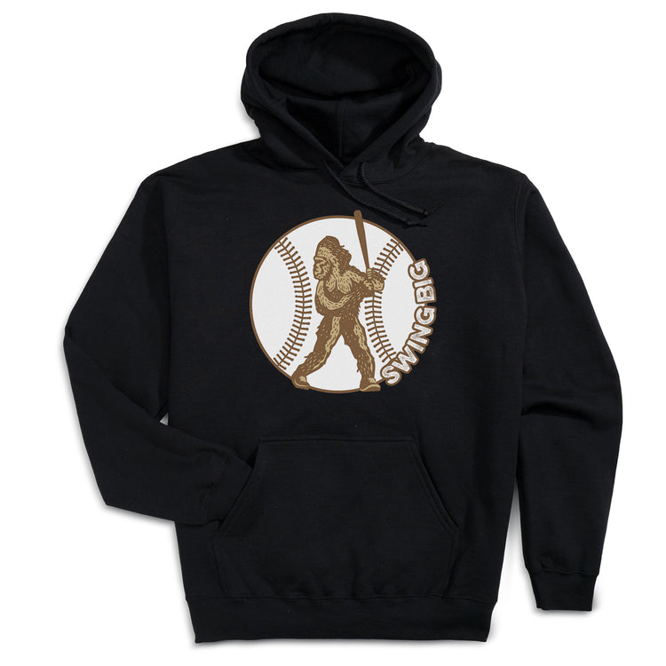 Baseball Hooded Sweatshirt - Baseball Bigfoot [Adult Small/Black] - SS