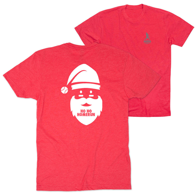 Baseball Short Sleeve T-Shirt - Ho Ho Homerun (Back Design) [Youth Large/Red] - SS