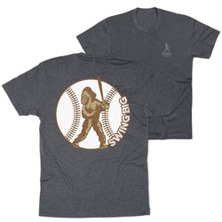 Baseball Short Sleeve T-Shirt - Baseball Bigfoot (Back Design) [Youth Small/Charcoal] - SS