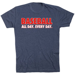 Baseball Short Sleeve T-Shirt - Baseball All Day Everyday [Adult Large/Navy] - SS