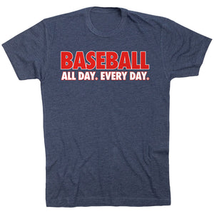 Baseball Short Sleeve T-Shirt - Baseball All Day Everyday [Adult Large/Navy] - SS