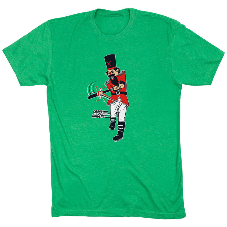 Baseball T-Shirt Short Sleeve - Cracking Dingers [Green/Adult Small] - SS