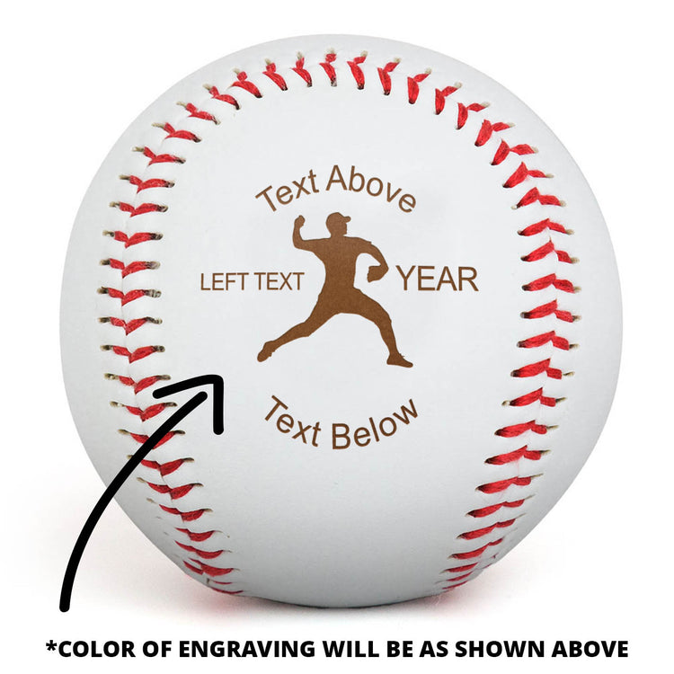 Engraved Baseball - Baseball Pitcher