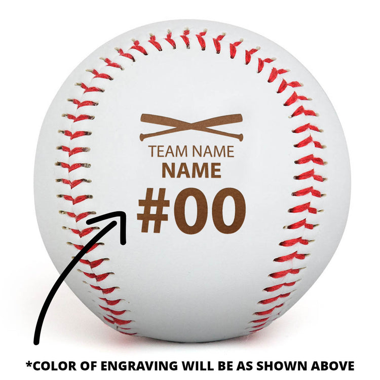 Engraved Baseball - Player Name, Number and Team