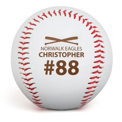Engraved Baseball - Player Name, Number and Team