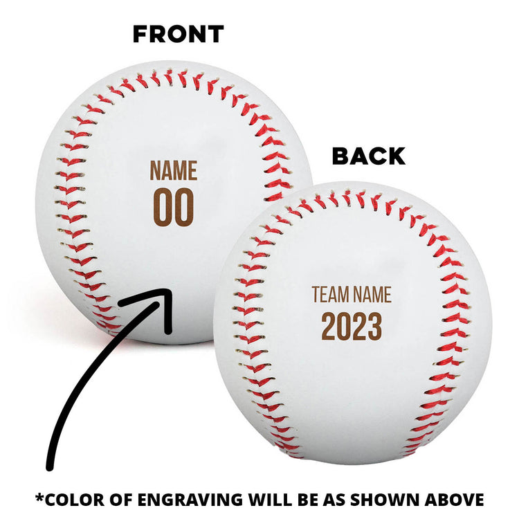 Engraved Baseball Front/Back - Player and Team Information