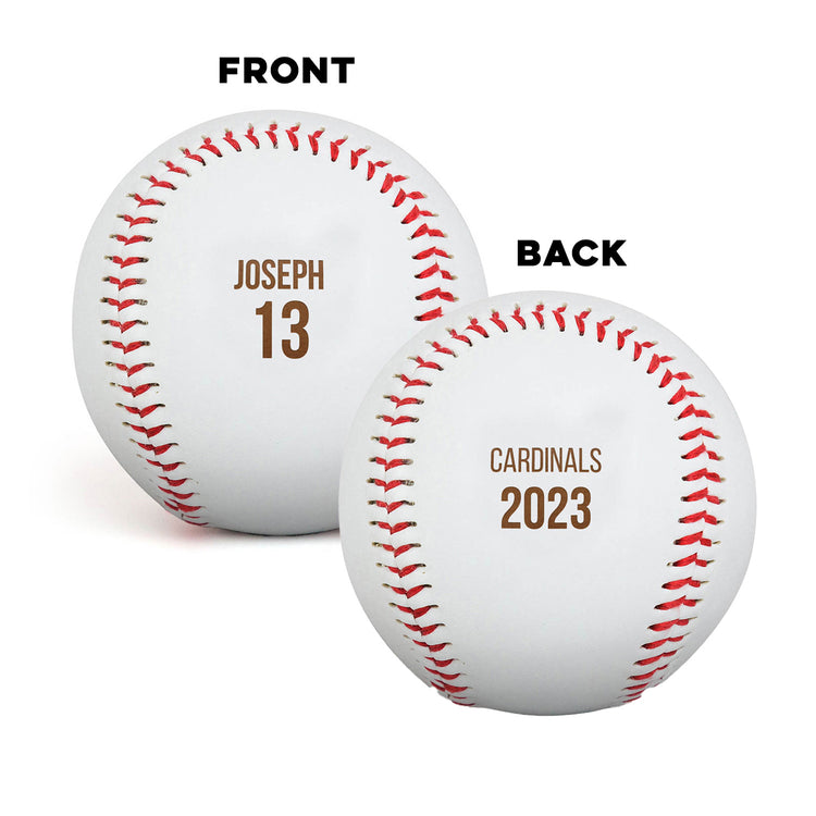 Engraved Baseball Front/Back - Player and Team Information