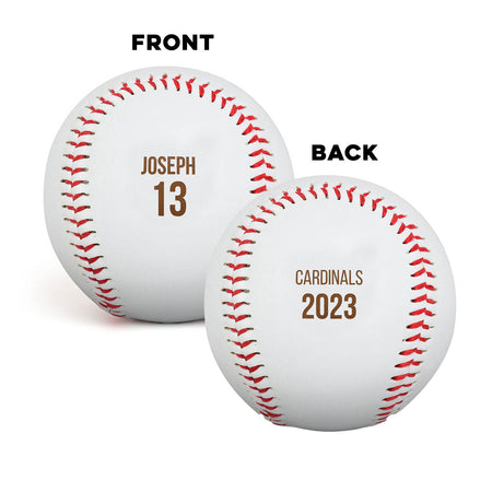Engraved Baseball Front/Back - Player and Team Information