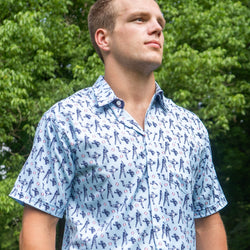Baseball Performance Short Sleeve Button Down Shirt - Batter Up