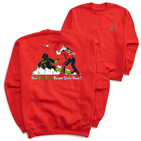 Baseball Crewneck Sweatshirt - How The Pinch Stole Home (Back Design) [Adult Medium/Red] - SS