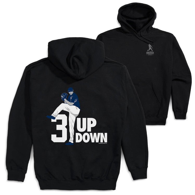 Baseball Hooded Sweatshirt - 3 Up 3 Down (Back Design) [Adult Medium/Black] - SS