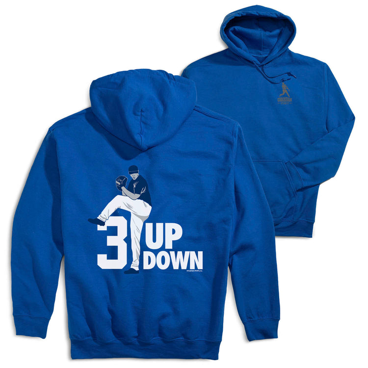 Baseball Hooded Sweatshirt - 3 Up 3 Down (Back Design) [Adult Small/Royal] - SS