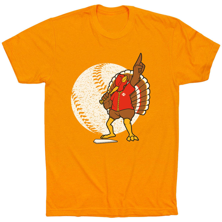 Baseball Short Sleeve T-Shirt - No Fowl Balls [Orange/Adult Medium] - SS