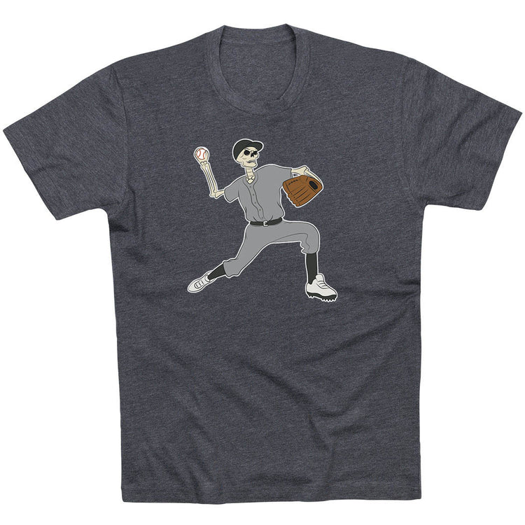 Baseball Short Sleeve T-Shirt - Baseball Bones [Charcoal/Youth Medium] - SS