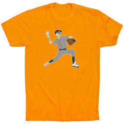 Baseball Short Sleeve T-Shirt - Baseball Bones [Adult Medium/Orange] - SS