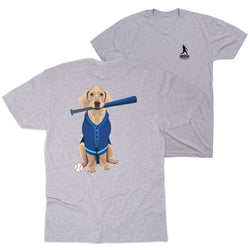 Baseball Short Sleeve T-Shirt - Dinger the Baseball Dog (Back Design)