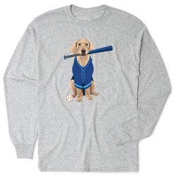 Baseball Tshirt Long Sleeve - Dinger the Baseball Dog