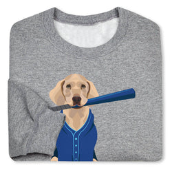Baseball Crewneck Sweatshirt - Dinger the Baseball Dog