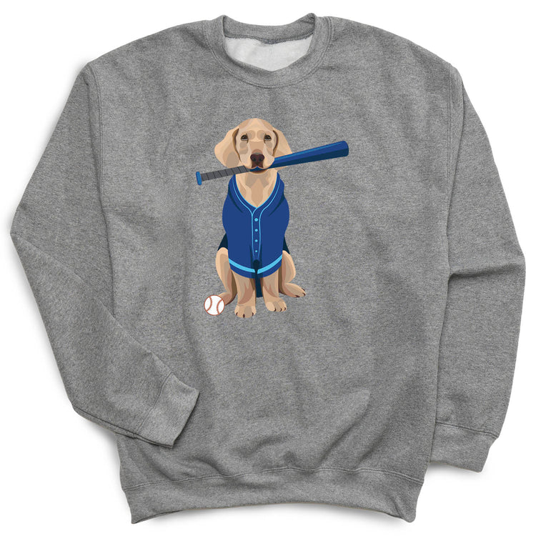 Baseball Crewneck Sweatshirt - Dinger the Baseball Dog