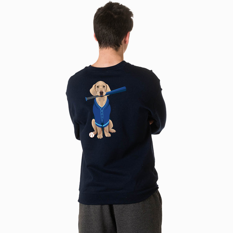 Baseball Crewneck Sweatshirt - Dinger the Baseball Dog (Back Design)