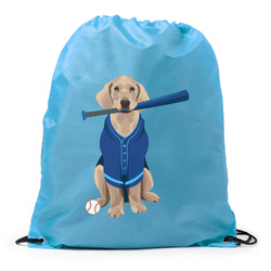 Baseball Drawstring Backpack - Dinger the Baseball Dog