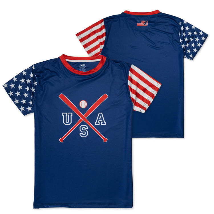 Baseball Tech Player Tee - Stars and Stripes [Youth X-Large] - SS