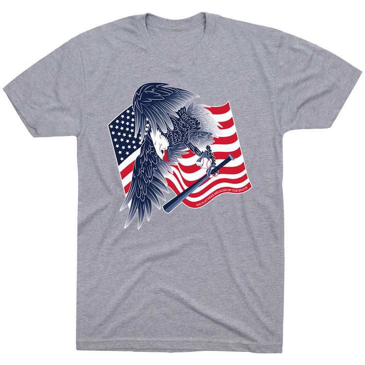 Baseball Short Sleeve T-Shirt - Baseball Eagle [Gray/Youth X-Large] - SS