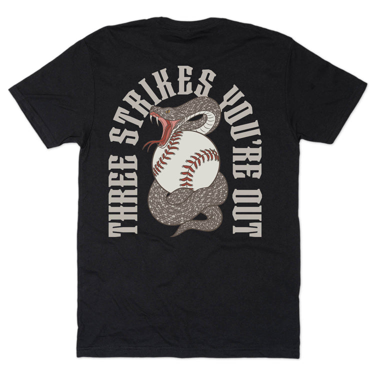Baseball Short Sleeve T-Shirt - Three Strikes, You're Out (Back Design)
